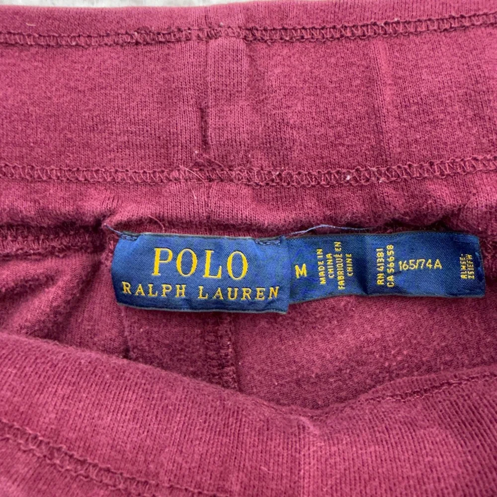 Polo Ralph Lauren Mens Burgundy Velour Joggers Tapered Sweatpants Size M